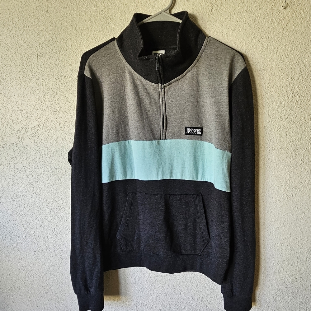 Vs pink large colorblock sweatshirt qaurterzip - Picture 2 of 5
